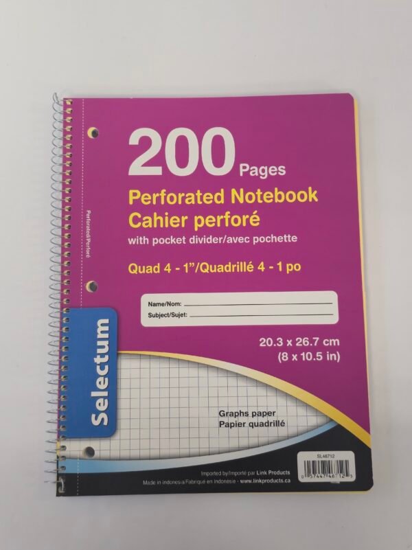 PERFORATED NOTEBOOK/GRAPHIC PAPER 200 PGS