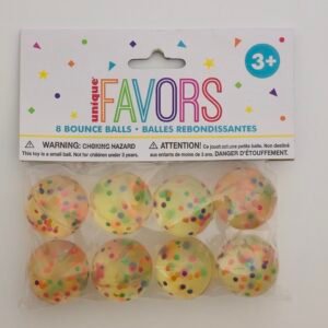 8 CONFETTI FILLLED BOUNCY BALLS