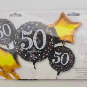 SPARKLING  BDAY 50 BALLON BOUQUET